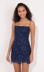 Lucia Floral Dress in Navy Blue