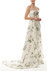 Floral Gazar Draped Gown