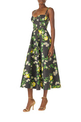 Noir Lemon Print Corseted Dress