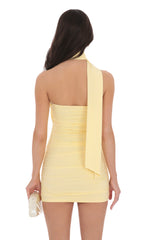 Scarf Wrap Bodycon Dress in Yellow