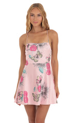 Butterfly Mini Dress in Pink