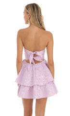 Jacquard Corset Mini Dress in Lilac