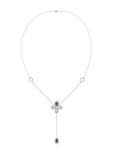 Floral White Gold Y Necklace