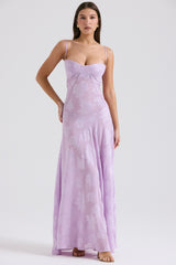 orchid floral lace back maxi dress