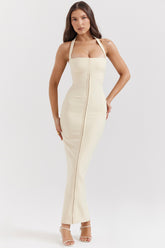 ecru halter maxi dress