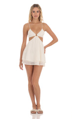 Floral Eyelet Cutout Dress in Cream