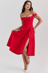 scarlet midi sundress