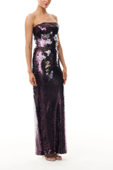 Violet Floral Sequin Gown