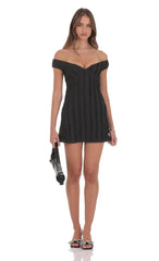 Off Shoulder Lace Dress in Black