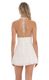 Butterfly Strap Halter Dress in White