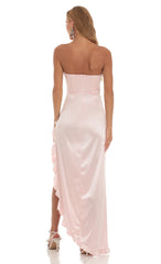 Sakura Satin Maxi Dress in Pink