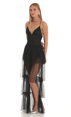 Mesh Maxi Dress in Black