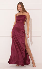 Satin Maxi in Maroon