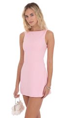 Pearl Butterfly Open Back Dress in Pink