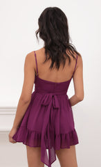 Ruffled Chiffon Dress in Magenta