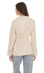 Double Breasted Trench Coat in Cream