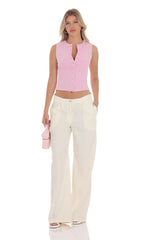 Wide Leg Linen Pants in Cream