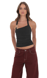 Halter Embellished Top in Black