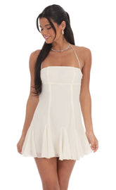 Halter Flare Dress in Ivory