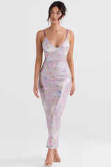 mauve floral maxi dress