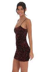 Velvet Red Sequin Bodycon Dress Black