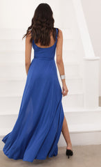 Front Tie Maxi Dress in Klein Blue