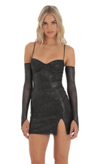 Shimmer Bodycon Dress in Black