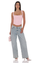 Detailed Corset Top in Pink