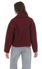 Double Breasted Short Trench in Burgundy