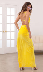 Crushed Velvet Maxi in Yellow