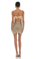 Floral Embroidered Dress in Gold