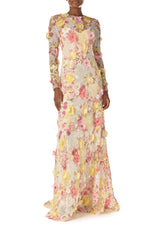 Embroidered Floral Lace Gown