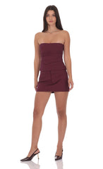 Strapless Striped Top in Burgundy