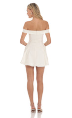Off Shoulder Fit and Flare Dress in White
