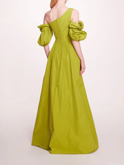 Bubble Sleeve Taffeta Gown