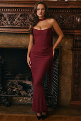 cabernet fluted hem mesh maxi skirt