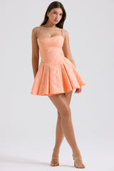 peach jacquard mini bow gown