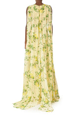 Lemon Print Georgette Gown