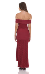 Lace Tassel Wrap Maxi Dress in Maroon