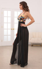 Multicolor Sequin Maxi Dress in Black