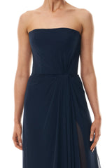 Ocean Chiffon Draped Gown