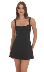 Florette Bust Skater Dress in Black