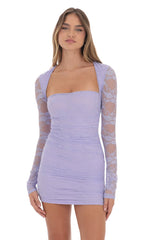 Lace Long Sleeve Bodycon in Lavender