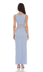 Cutout Lace Maxi Dress in Light Blue