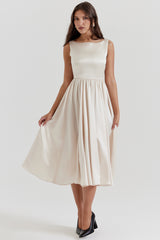 vintage cream midi dress