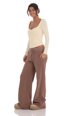Straight Leg Sweatpants in Brown
