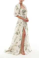 Floral Gazar Draped Gown