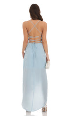 Satin Luxe Maxi in Dusty Blue
