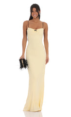 Open Back Two-Toned Maxi Dress in Yellow