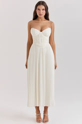 ivory pleated maxi dress